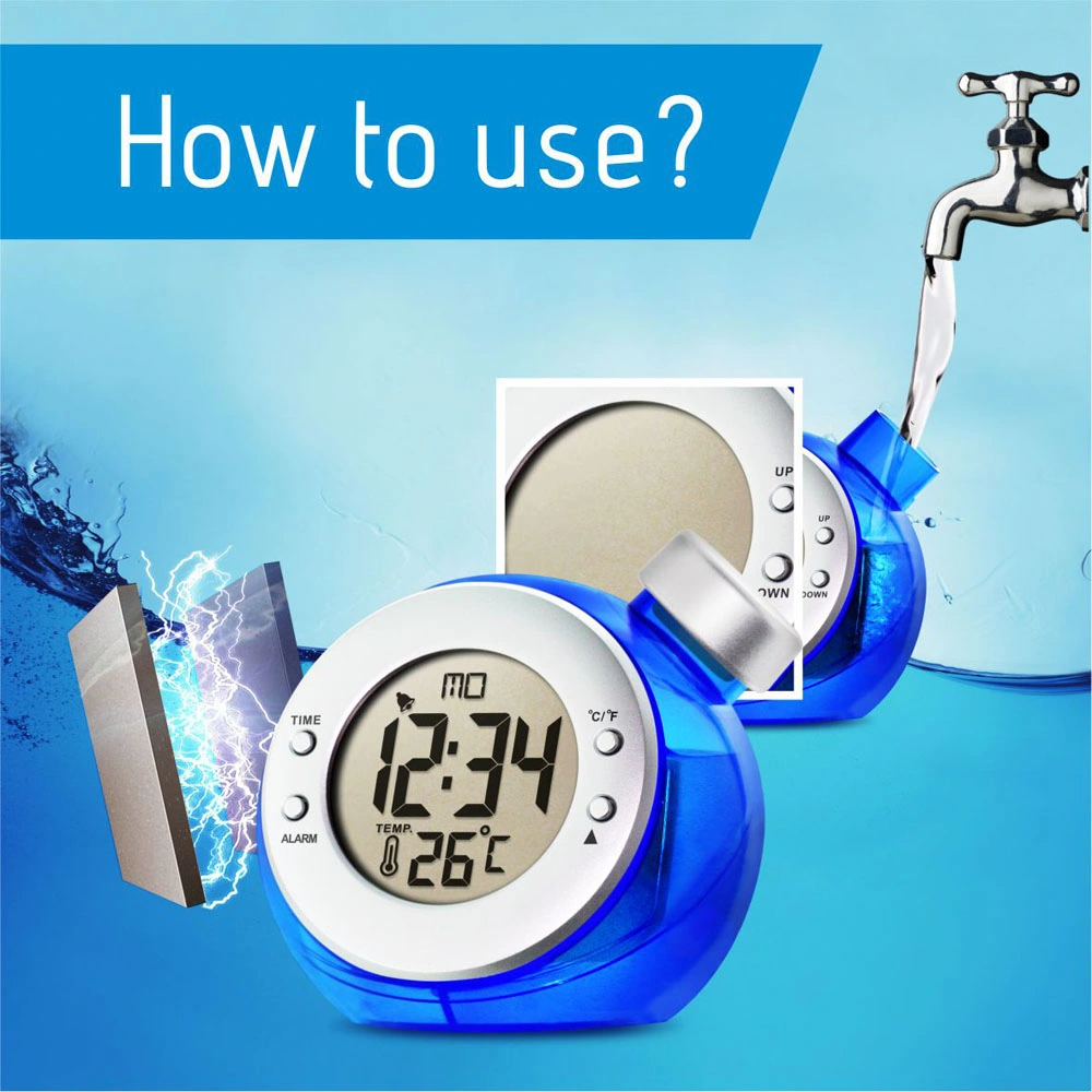 2021 neues Digital-Wasser angeschaltene Multifunktionsthermometer-Tisch-Taktgeber