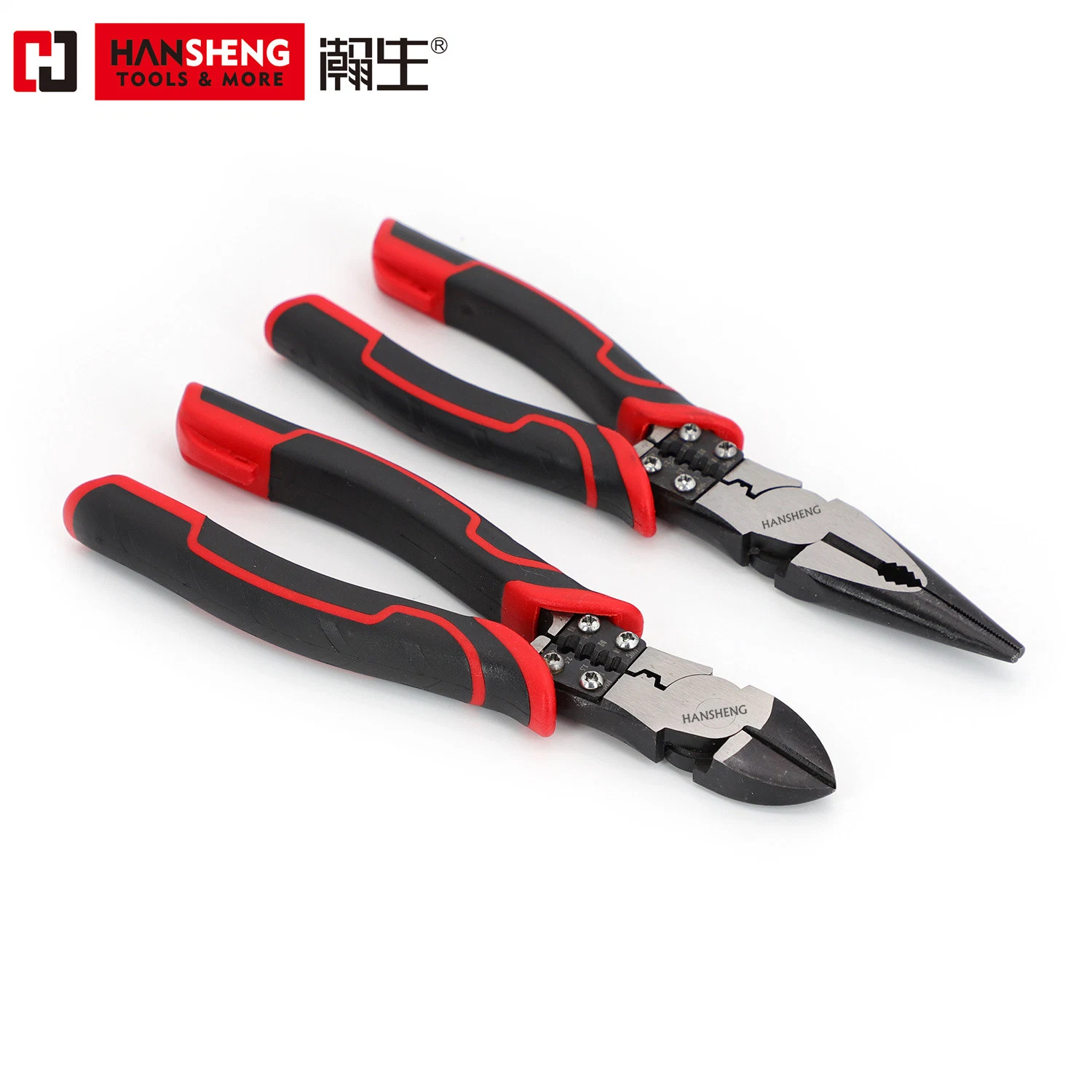 Professional Combination Pliers, Hand Tool, Hardware, Made of CRV, Pearl-Nickel Plated, Nickel Plated PVC Handles, German Type, Diagonal Cutting Pliers