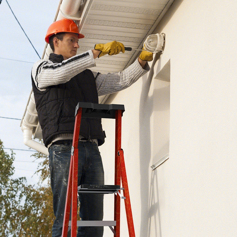 Paso 4 plegable de fibra de vidrio Escalera de la plataforma para el hogar con la norma EN 131