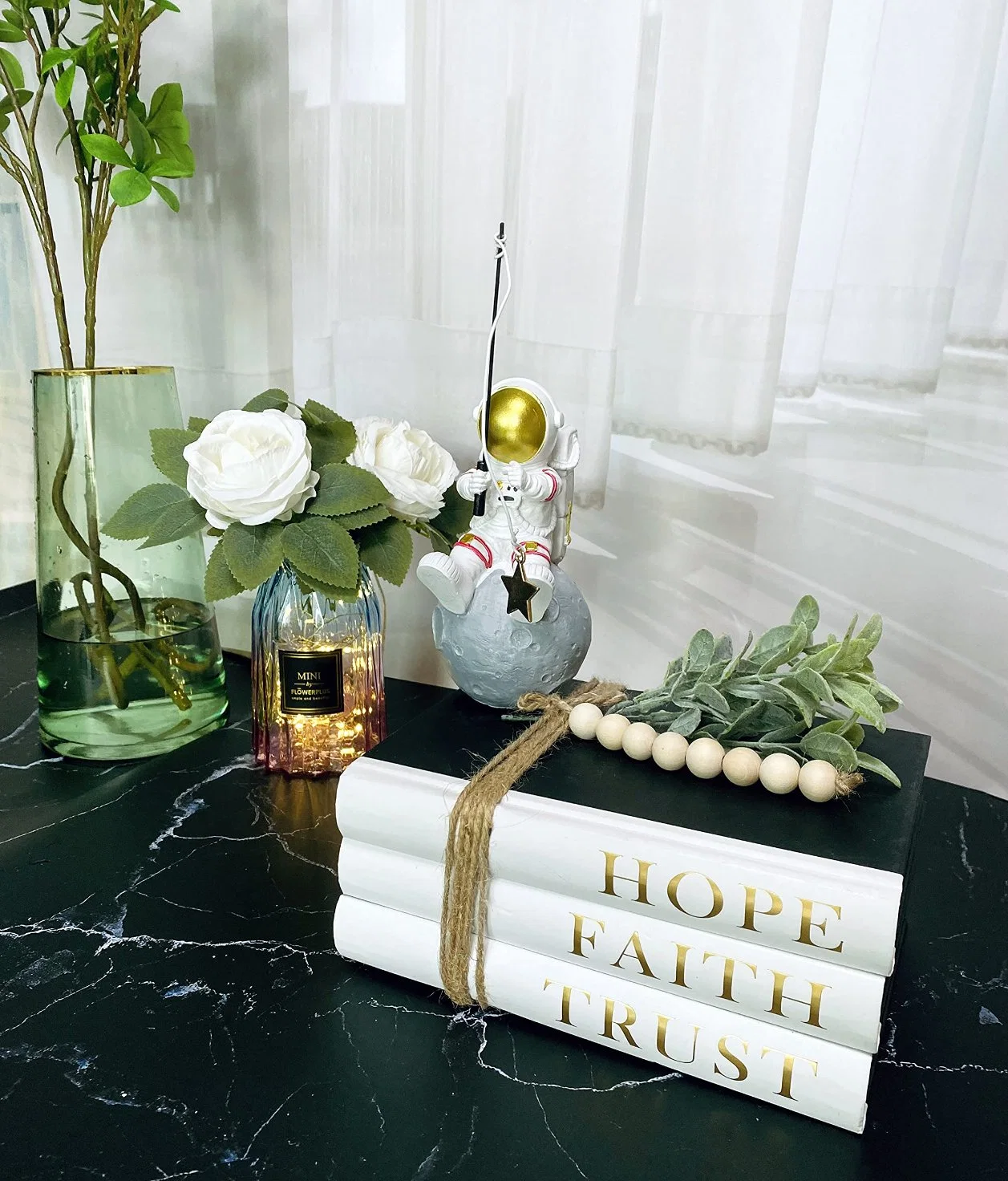 White Decorative Books for Coffee Table Decor Not Fake, Stacked, Book Decor for Bookshelf