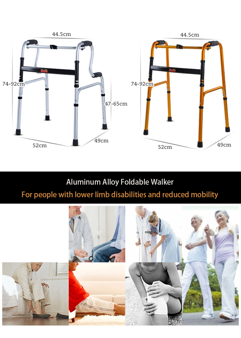 Rehabilitation Walker Adults Foldable Aluminum Alloy Lightweight Walking Aids for Disabled