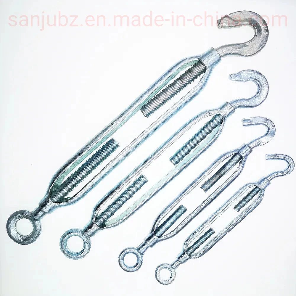 Hook Zinc Plated Steel Wire Rope Turnbuckle with Screw/Forged Connector