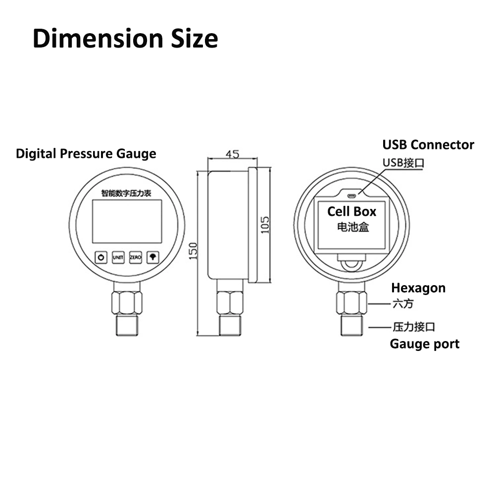 A precisão do visor digital Manómetro da China Electronic Manómetro