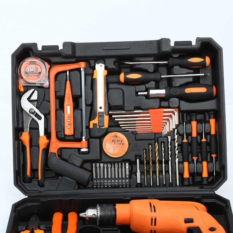 118PCS Manual Hardware Tool Set Saw Wrench Socket Pliers Electric Drill Screwdriver Electrician Woodworking Repair Tools Household Hardware Tool Set