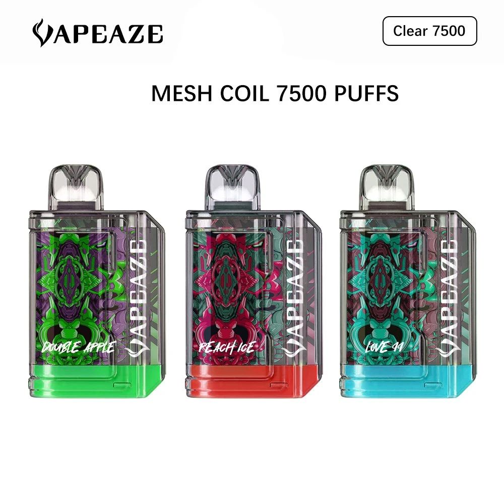 UK tpd Einweg Vape Clear7500 Puffs 20 Geschmacksrichtungen + 16 ml Eliquid wiederaufladbare Einweg-Vape Pen Großhandel i Vape E-Zigarette