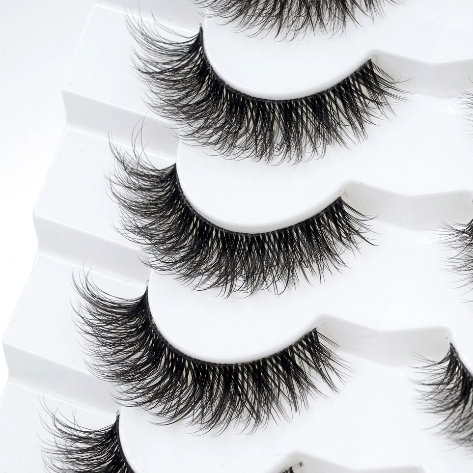 Tengda 3D Clear Band Lashes Shor Fluffy Faux Mink Lashes Cat Eye Soft Natural Short 5D Strip False Lashes