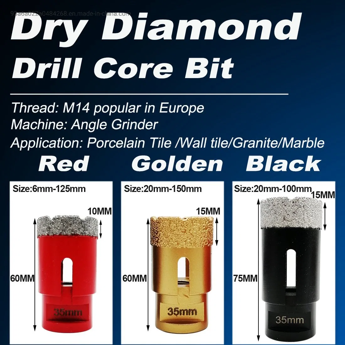 Vacuum Brazed Porcelain Tile Core Drilling Bit Diamond Drills Hole Saw Hole Cutter Diamond Drilling Bits