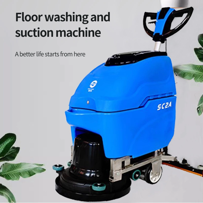 Hand Push Automatic Floor Scrubber Machine with Wire for Supermarket Hotel Gym School