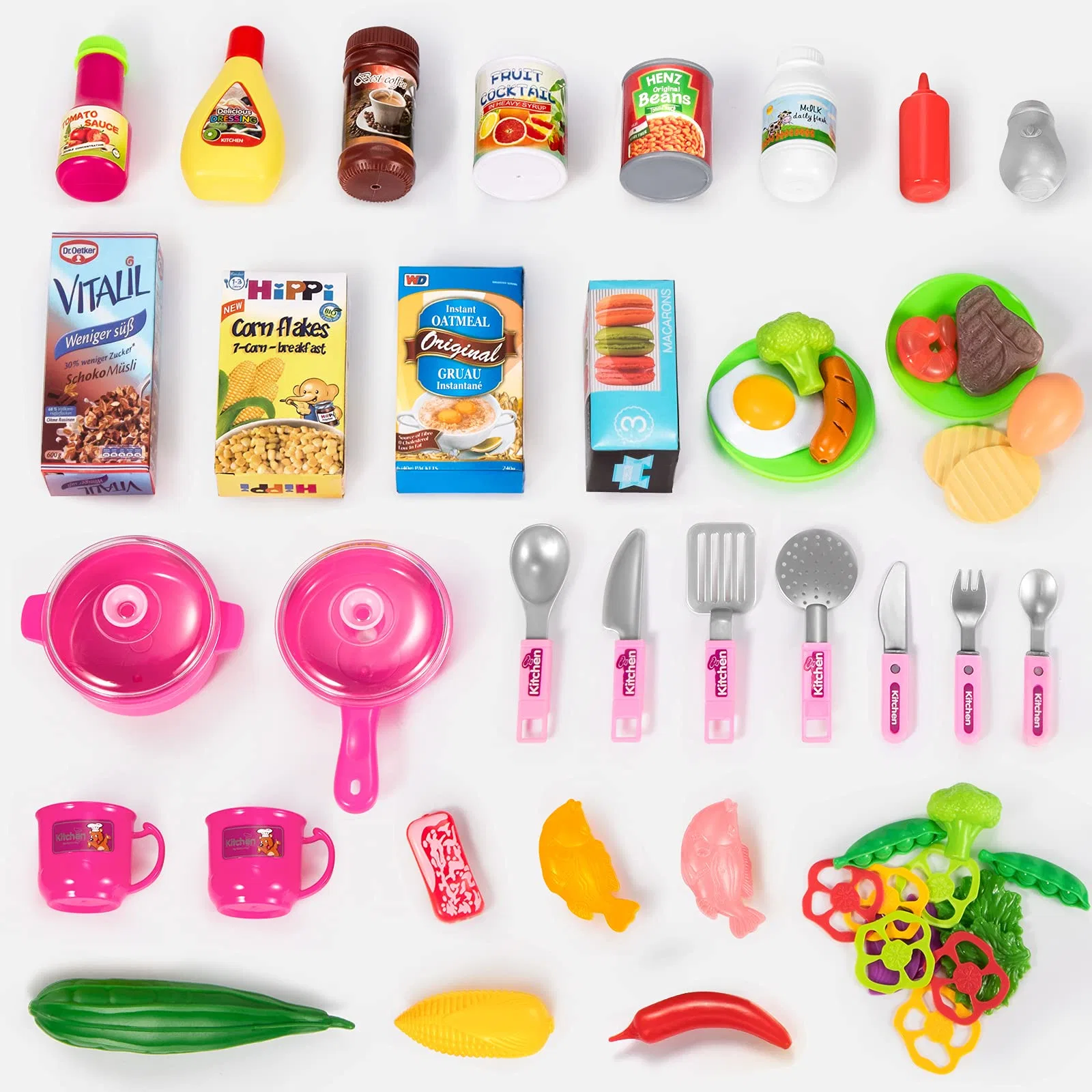 Amazon Best Seller Kitchen Playset Pretend Food Pink Kitchen Toys for Toddlerstoy Accessories Toddler Set Real Sounds and Light Toddler Outdoor Indoor Playset