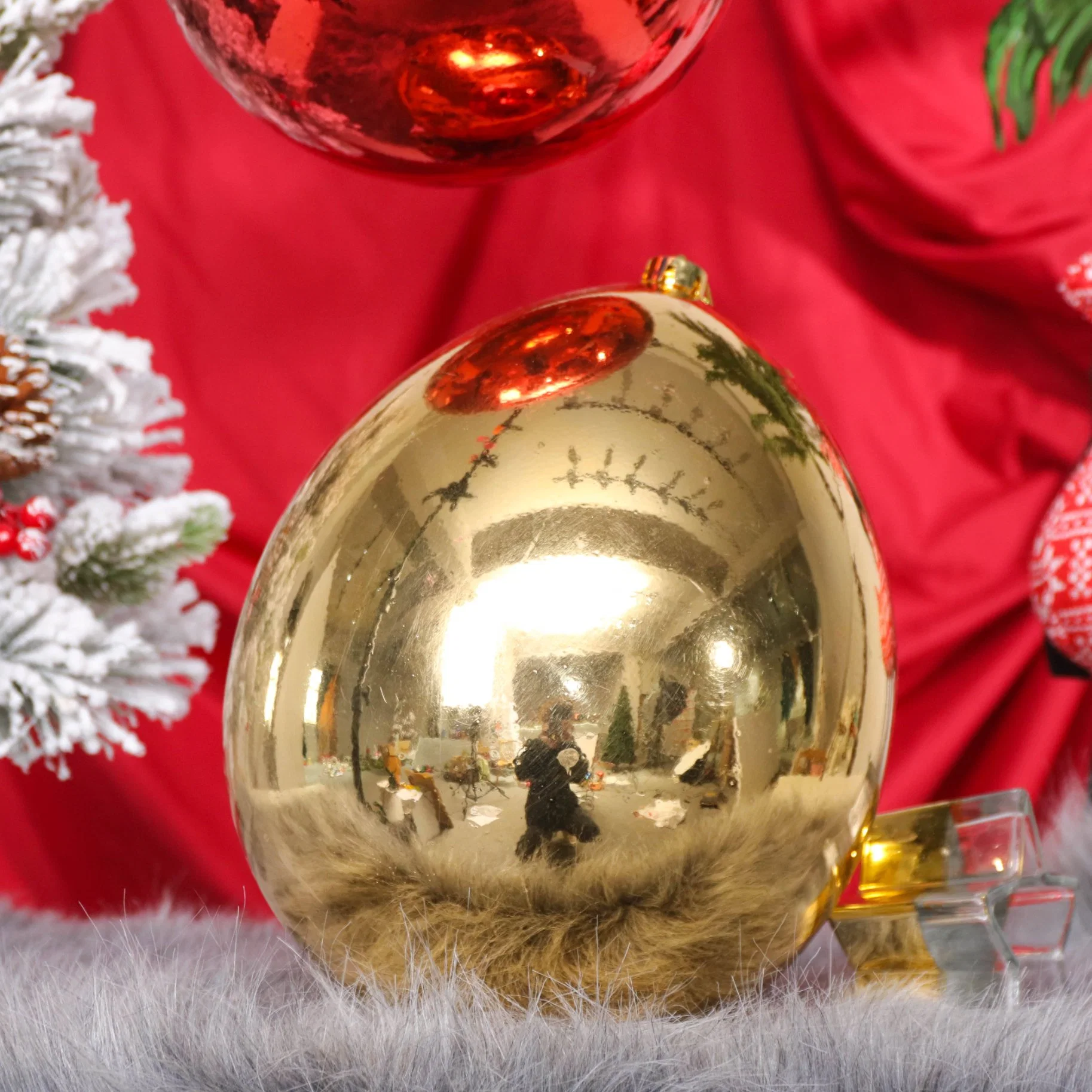 Moda Gran Bola de Navidad de plástico brillante decoración colgante