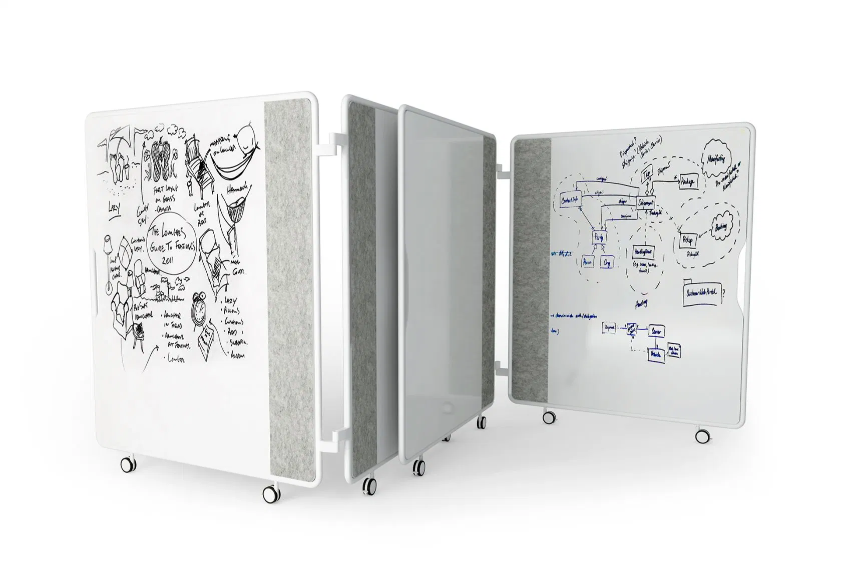 Soundproof Pet Acoustic Panels Movable Acoustic Partition Write Notice Board Acoustic Floorstanding White Board