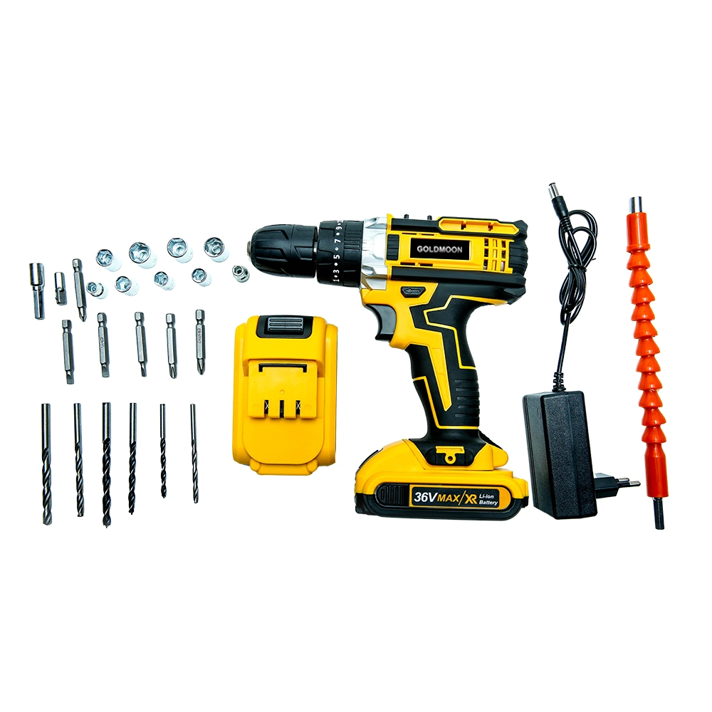 شركة GoldMoon Cordless Lithium Nail Electric Drill Machine للحفر اليدوي الكهربائية ماكينة ثقب كهربائية بالمطرقة اللاسلكية من مجموعة الأدوات