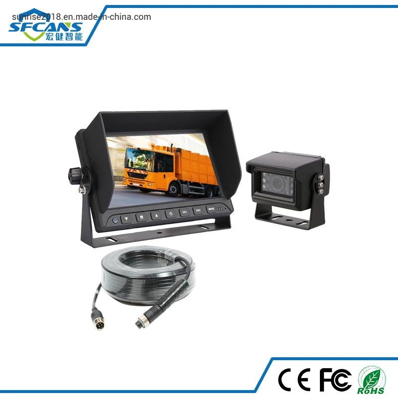 DC12V~DC36V 7 Inch 4CH Quad Waterproof Car Monitor Support 4 Video Cameras