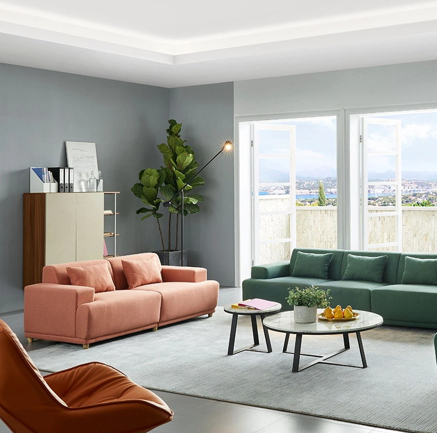 غرفة معيشة أريكة حديثة ذات قاعدة أقمشة حديثة عالية المستوى