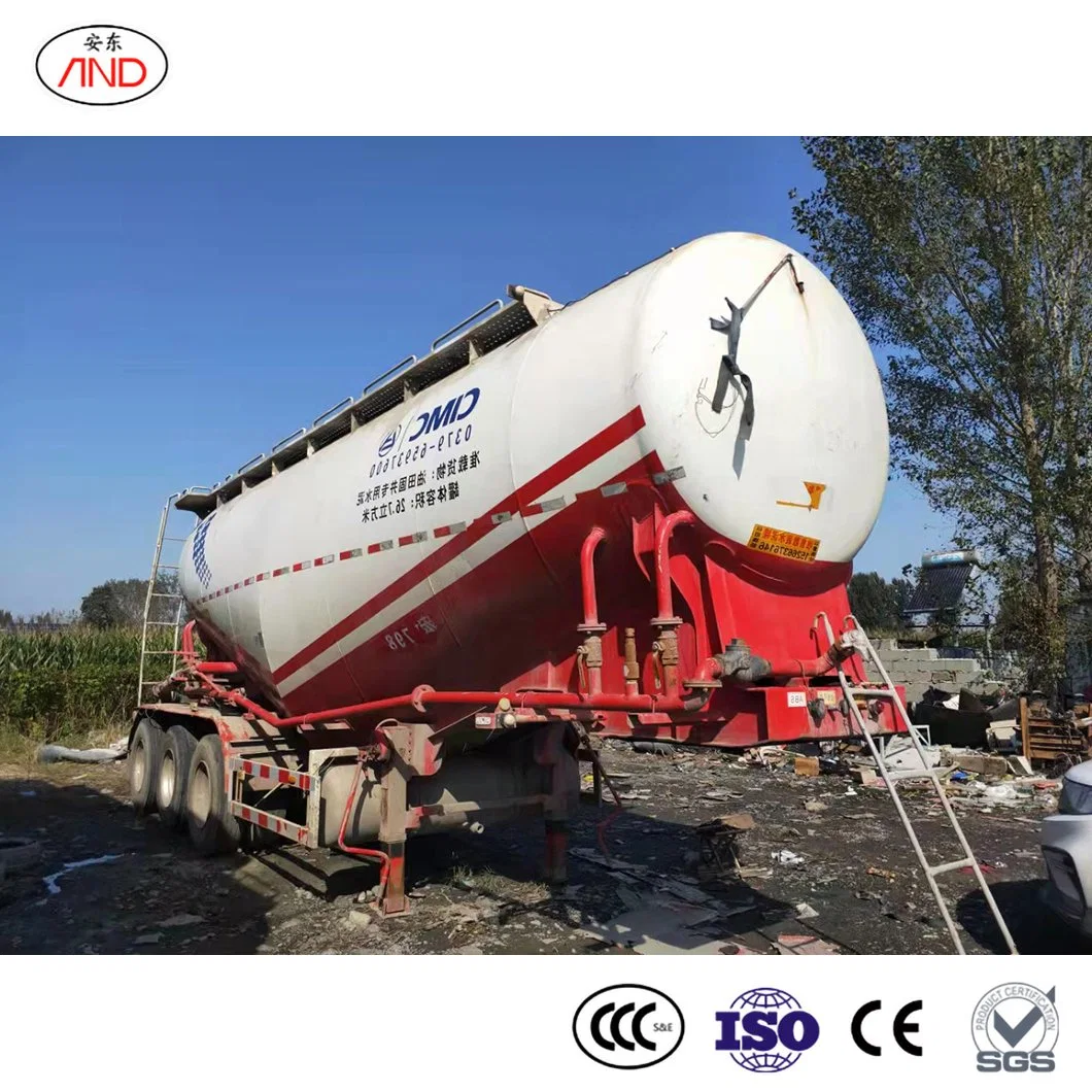 Andong Utility Truck and Trailer China Flatbed Truck Trailer Suppliers Compressor Dry Dust Flour Powder Bulk Cement Tank Semi Trailer Bulk Cement Tanker Trailer