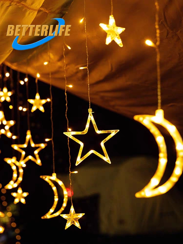 ديكور العيد رمضان يضيء ستار القمر LED الخيالية لعيد الميلاد ضوء 220 فولت شمعة LED ضوء الكريسماس الخارجي