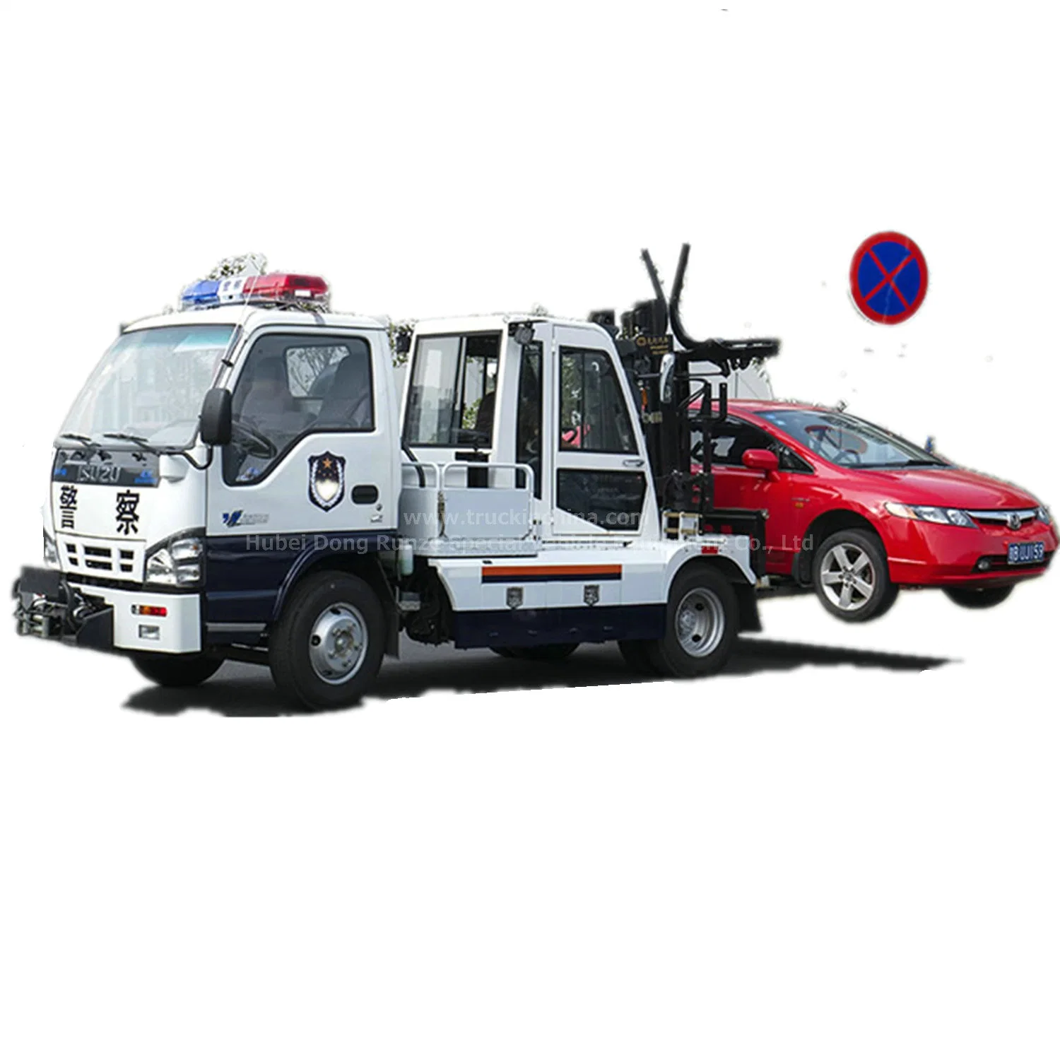 2.5ton Fork Forklift Tow Truck Lsuzu Towing 6-7ton with Front Electric Winch Rear Folding Bracket High Lifting Platform 7m