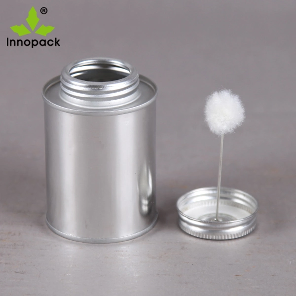 8oz/237ml Empty Round Metal Tin Can for 250g PVC Glue with Brush