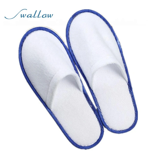 White Towelling Hotel Disposable Slippers Terry SPA Guest Shoes