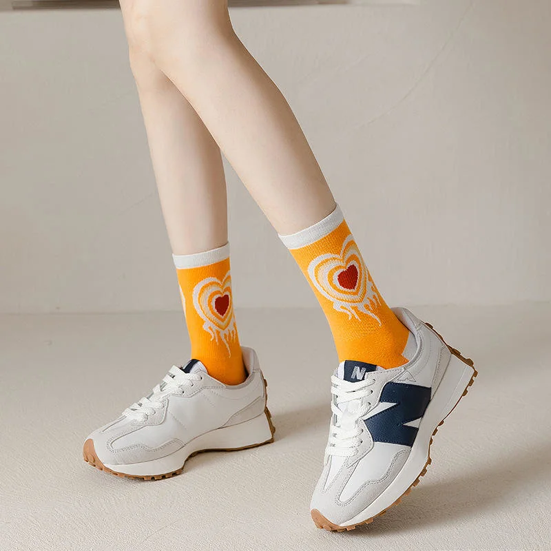 Cartoon Pattern Socks Pure Cotton School Orange Series Socks