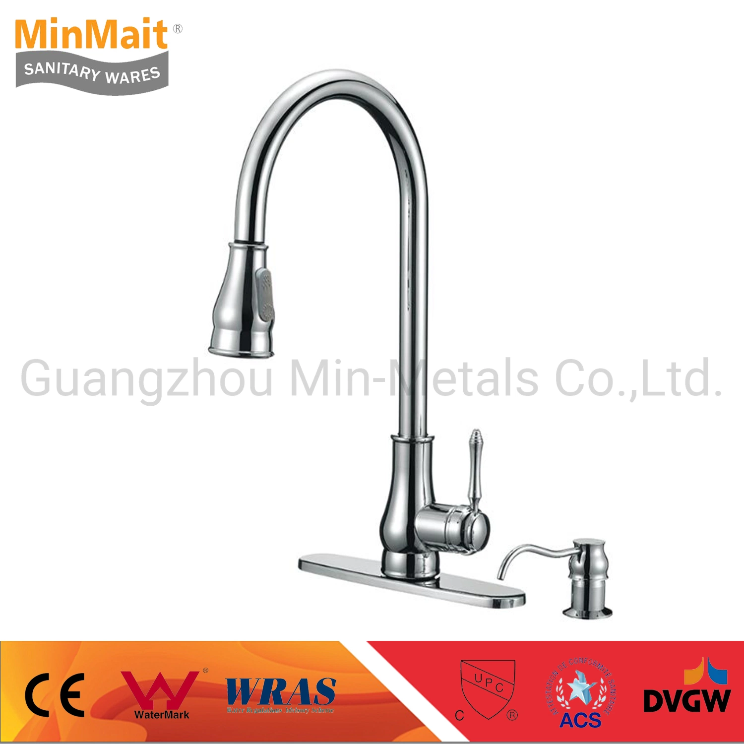Pull out Kitchen Faucet Sink Mixer Single Handle with Soap dispenser Hj-82h17