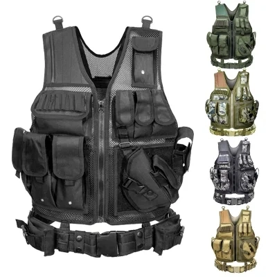 600D cifrado poliéster ajustable ligero militar estilo de policía táctica Chaleco de combate para juegos o entrenamiento