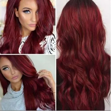 Beleza barata Long Wine Red Wave Synthetic Wigs para mulheres Cosplay Wigs