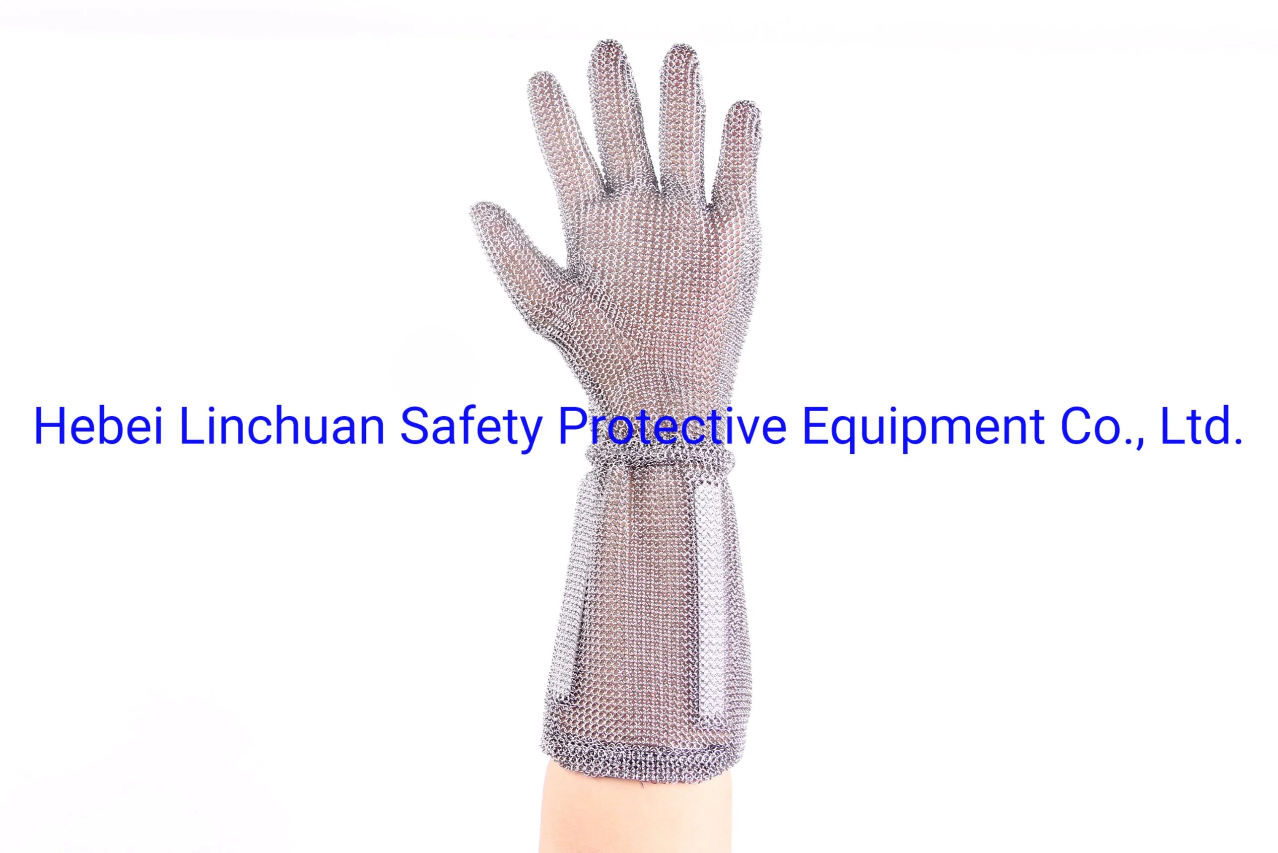 Metal Mesh Glove with Wrist Length Cuff with Wide Spring Strap Comfortable Working Chainmail Glove for Food Processing and Meat Cutting