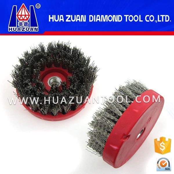 Hot Sale Round/Frankfurt Steel Wire/Nylon Hard Abrasive Antique Diamond Brush for Stone Polishing