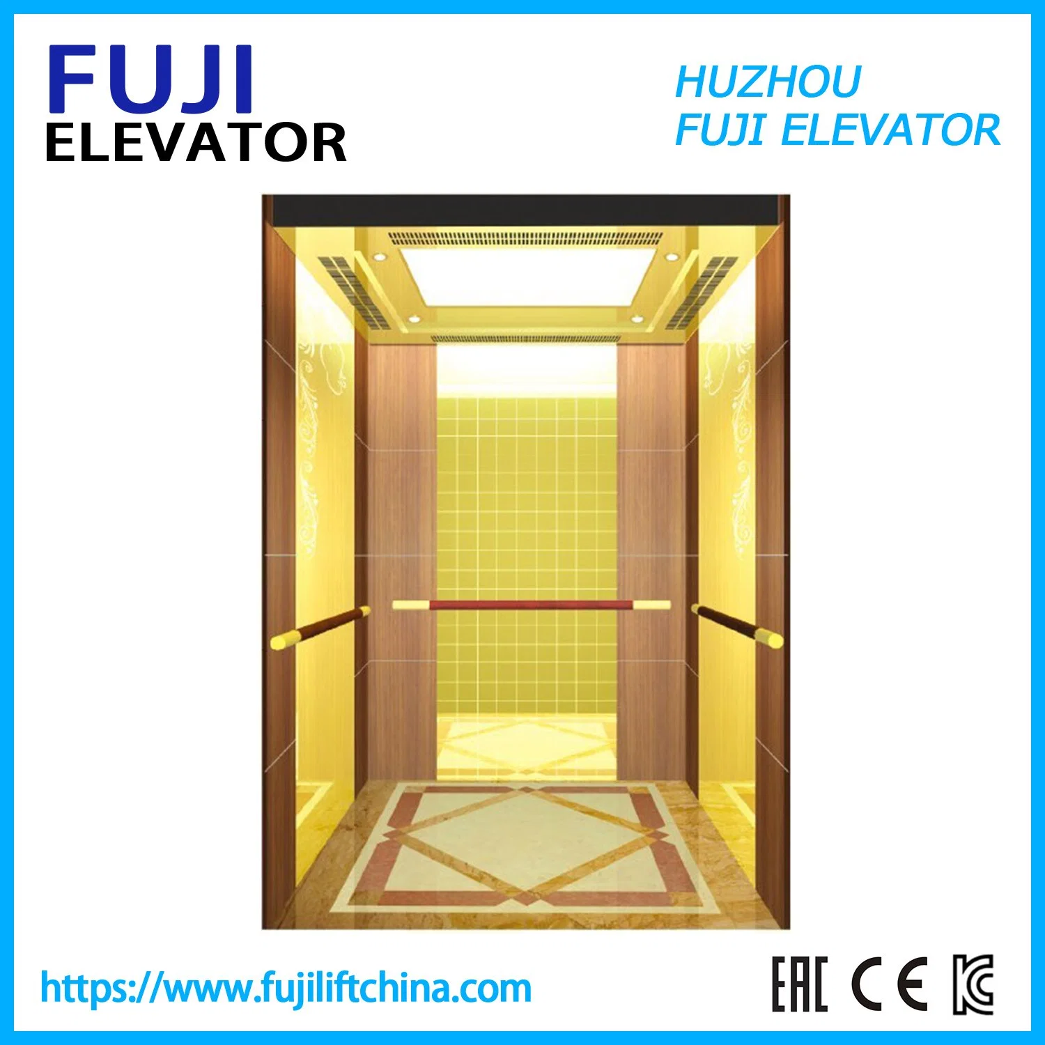 Golden Titanium Mirror Etching Hairling Stainless Steel Passenger Elevator Home Elevator Panoramic Elevator Monarch Control System