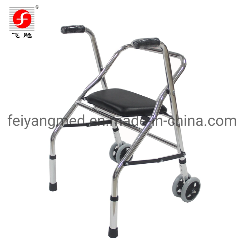 Rehabilitación de hospitales ligero de aluminio plegable de poca ayuda de movilidad Rollator caminador con ruedas y asiento