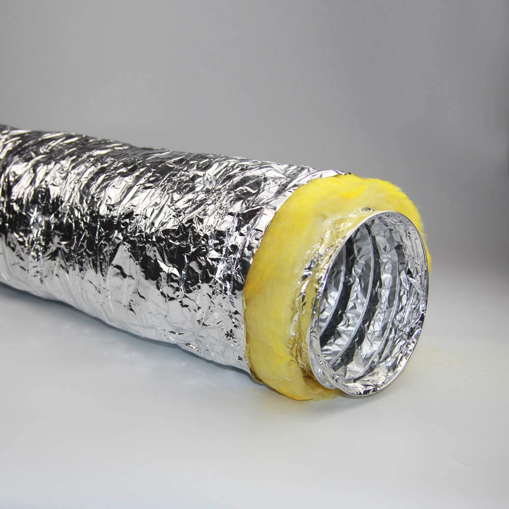 Sistema de climatización aire acondicionado el papel de aluminio con aislamiento de fibra de vidrio conducto flexible