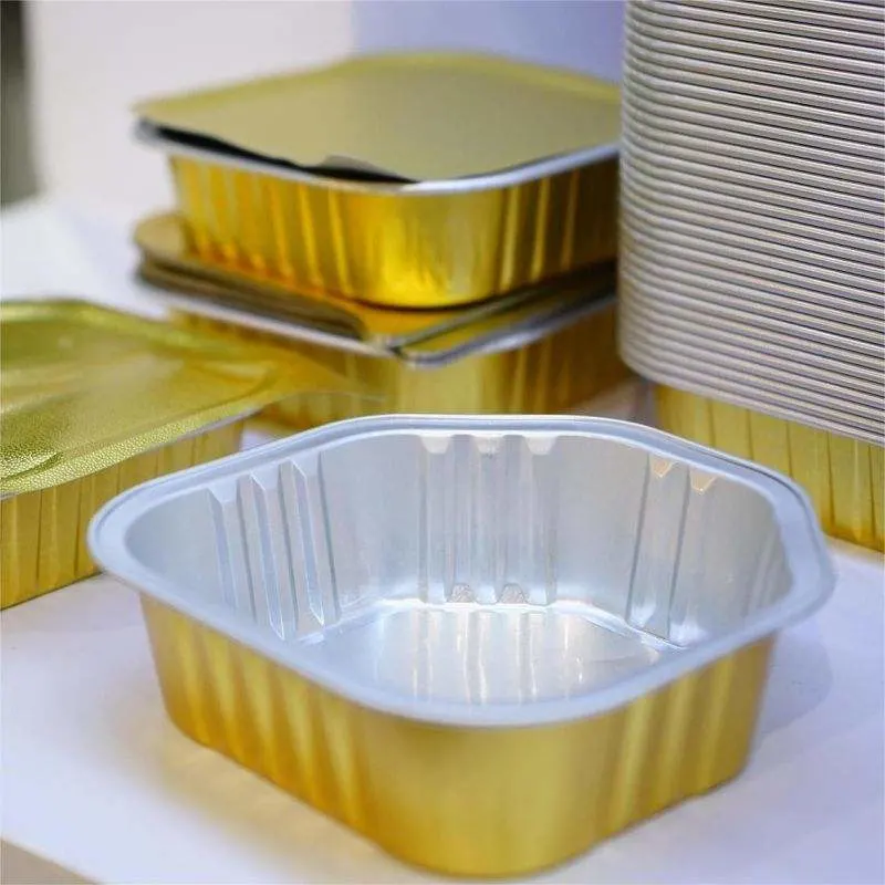 Containers Baking Bread Loaf Pan Tin Foil Trays Gold Smoothwall Aluminium Foil 1000ml 2.25lb Food Packaging Aluminum Fastfood