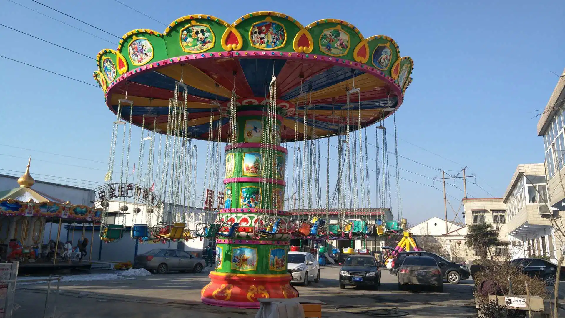 Manèges de parc d'attractions pour enfants World Merry-Go-Round terrain de jeu extérieur 32 Équipement de chaise de vol pour personnes