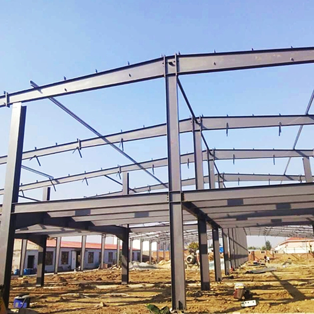 Hangar de la construcción de la estructura de acero galvanizado laminadas en caliente de almacenes prefabricados Cobertizo con bastidor de la sección H parte