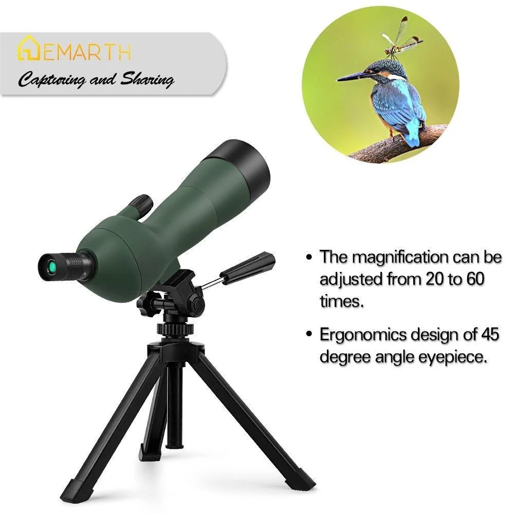 20-60X60ae 45 Degree Angled Spotting Scope with Tripod Telescope Scope