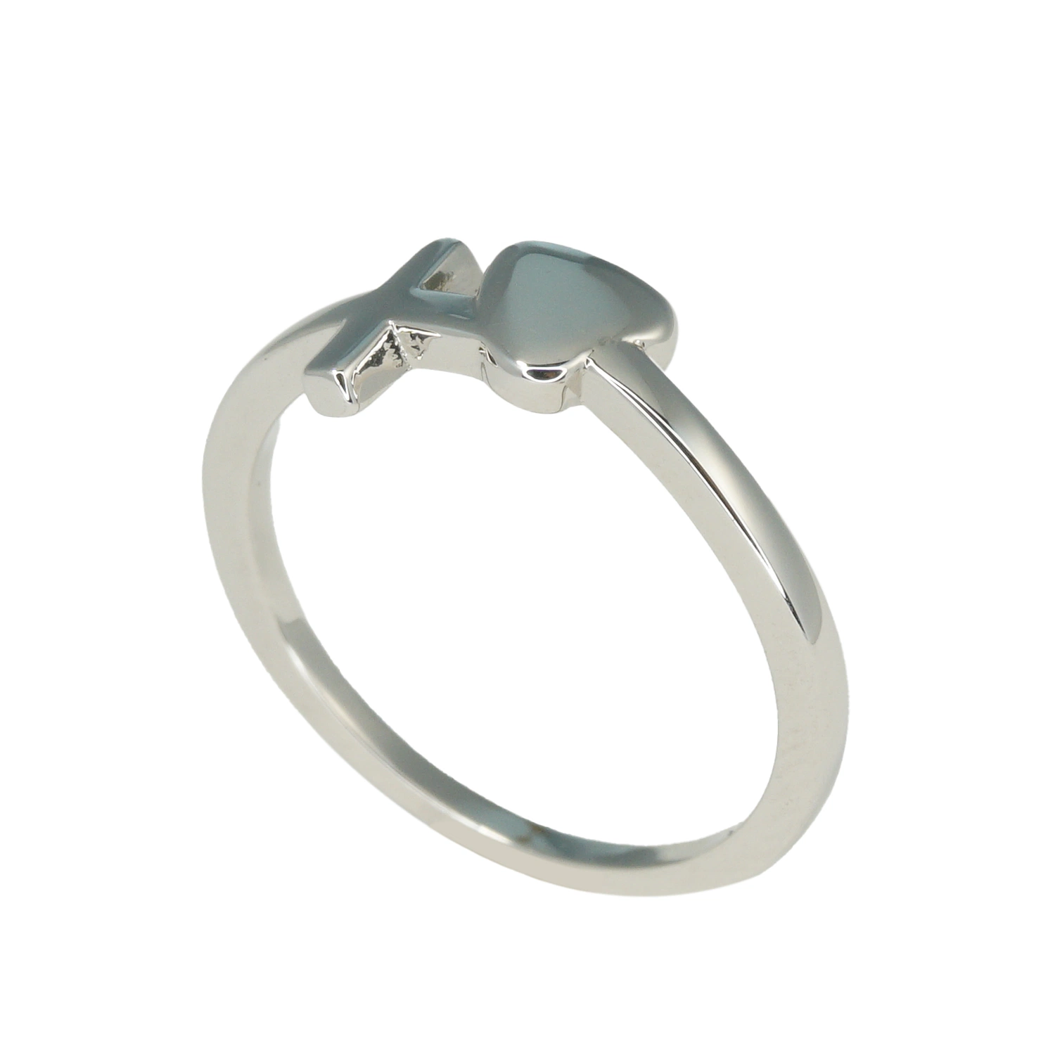 Custom Rhodium Plated Fashion Sterling Silver Jewelry with Heart Ring