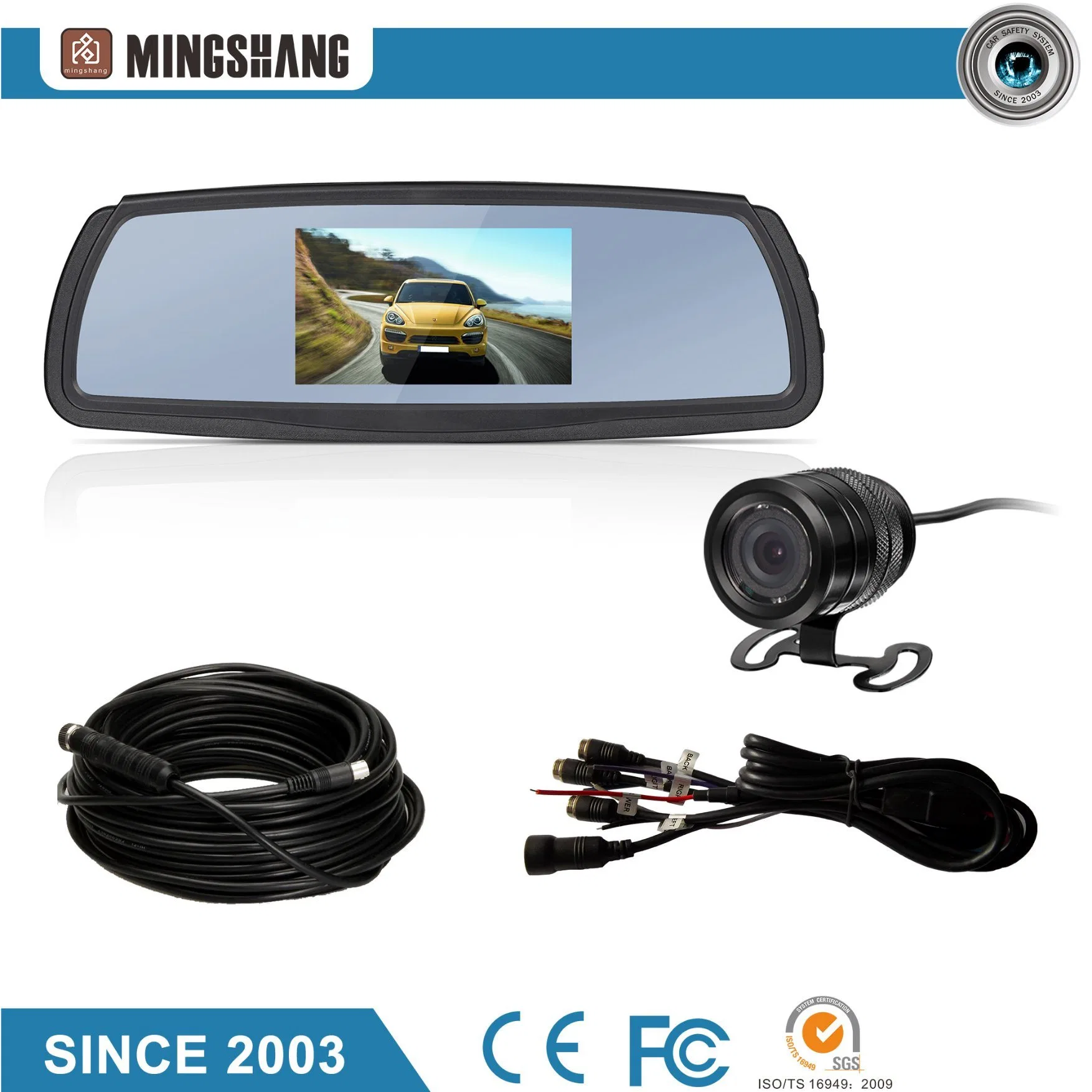 4.3Inch Mirror Monitor Vista trasera del coche de visión nocturna del sistema de cámaras de seguridad