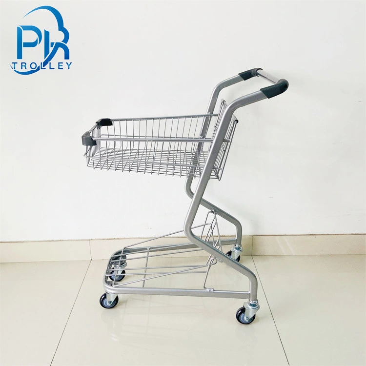 Los neumáticos dos Sliver Tienda Carrito de compras con la cesta de plástico