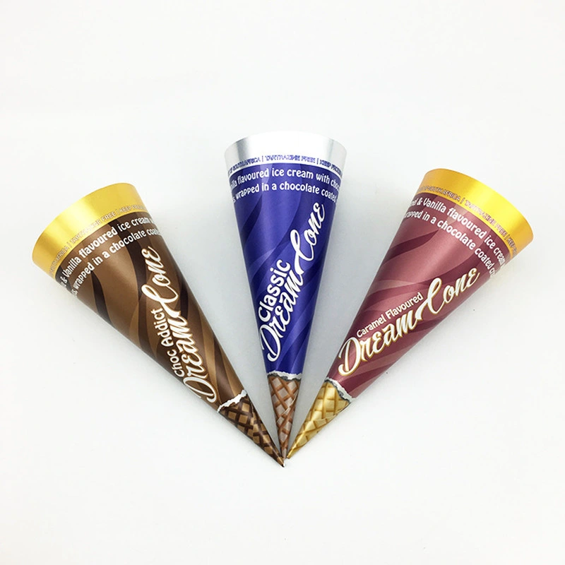 Custom Printed Disposable Ice Cream Aluminum Foil Paper Cone Sleeve