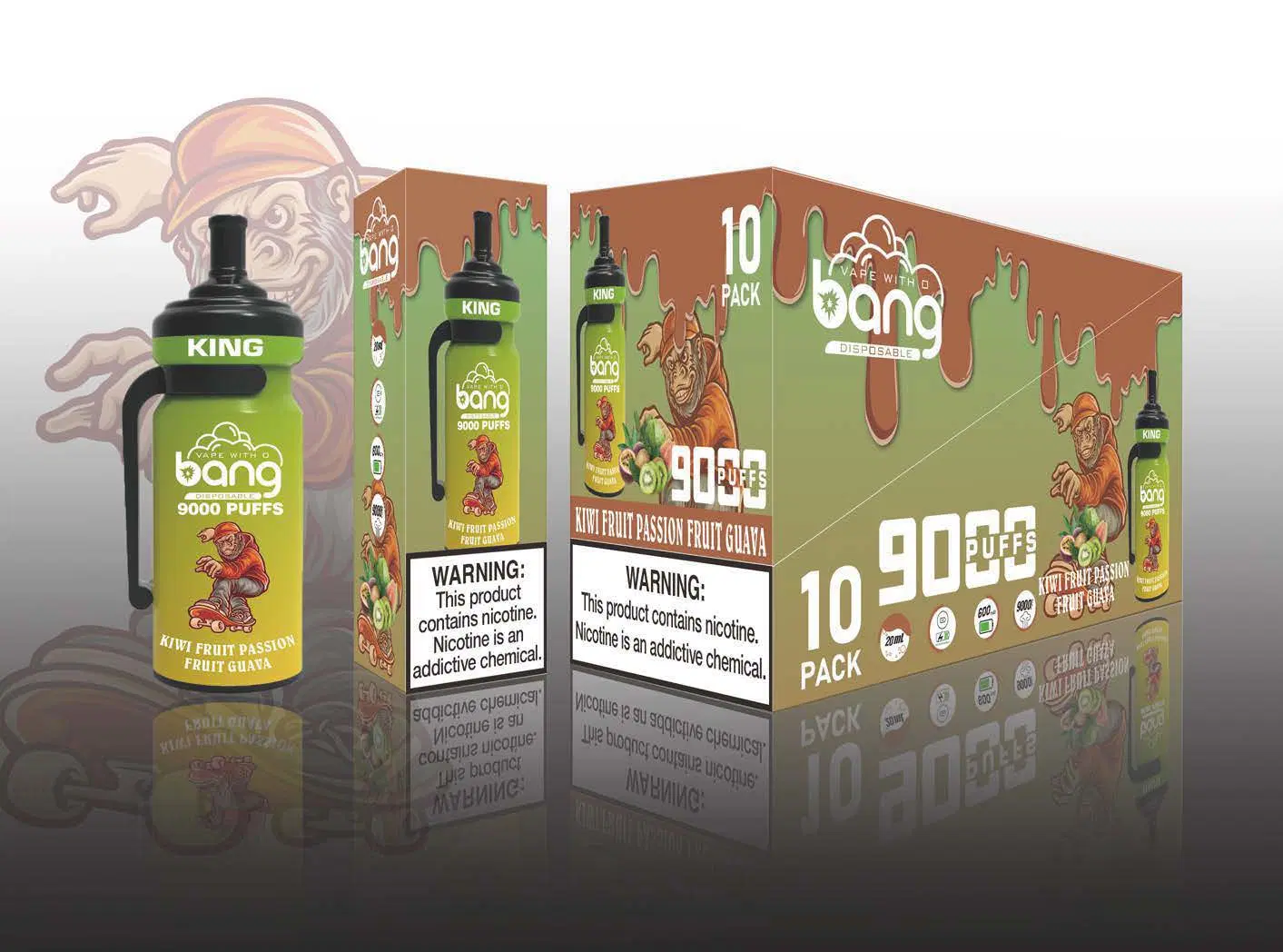 Original Bang King 9000 Puff Bar Einweg-Vape Pen 16 Flavors 20ml E-Saft wiederaufladbare E Zigarette Großhandel i Vape