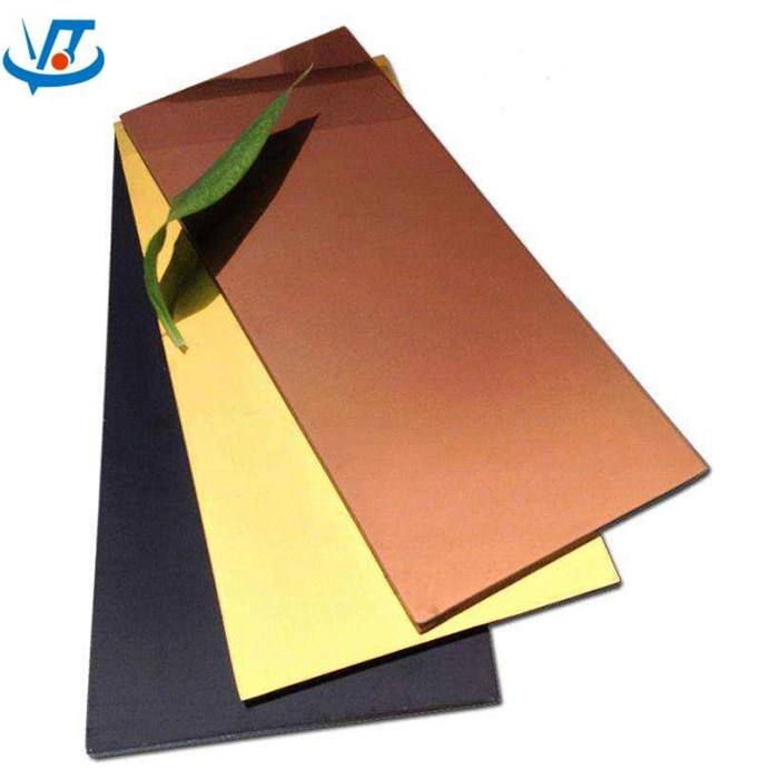 Golden Rose Black Mirror Surface PVC Film Stainless 304 201 430 Hl Steel Sheet / Plate
