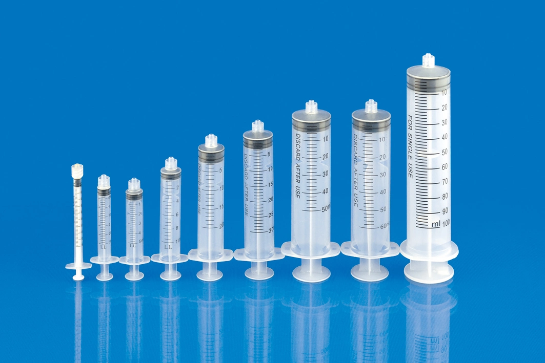 1ml, 2ml, 3ml, 5ml, 10ml desechable médica de tres partes de la jeringa con o sin aguja de inyección con CE