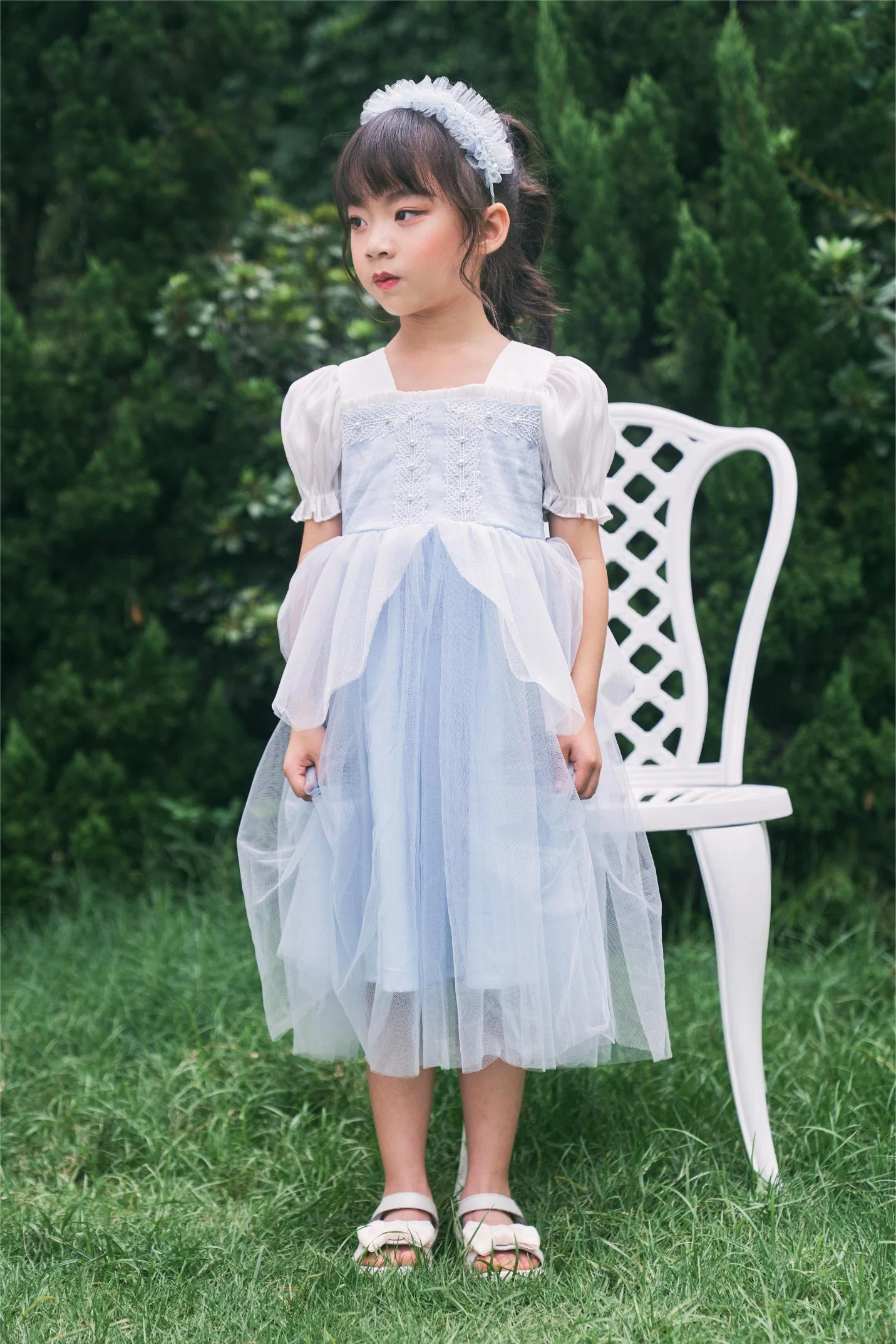 Azul de moda Kids Wedding Princess vestir roupa de crianças