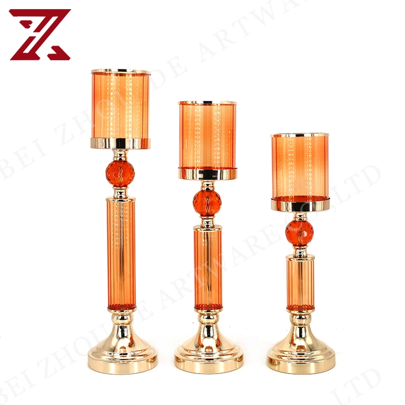 Wholesale/Supplier Luxury Glass Tabletop Ornament Golden Metal Base Candle Holder Candy Jar Art Home Decor