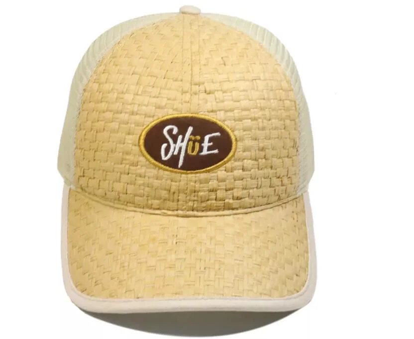 Chinese Newest Custom Nice Embroidery Design Bamboo Trucker Hat Straw Baseball Cap