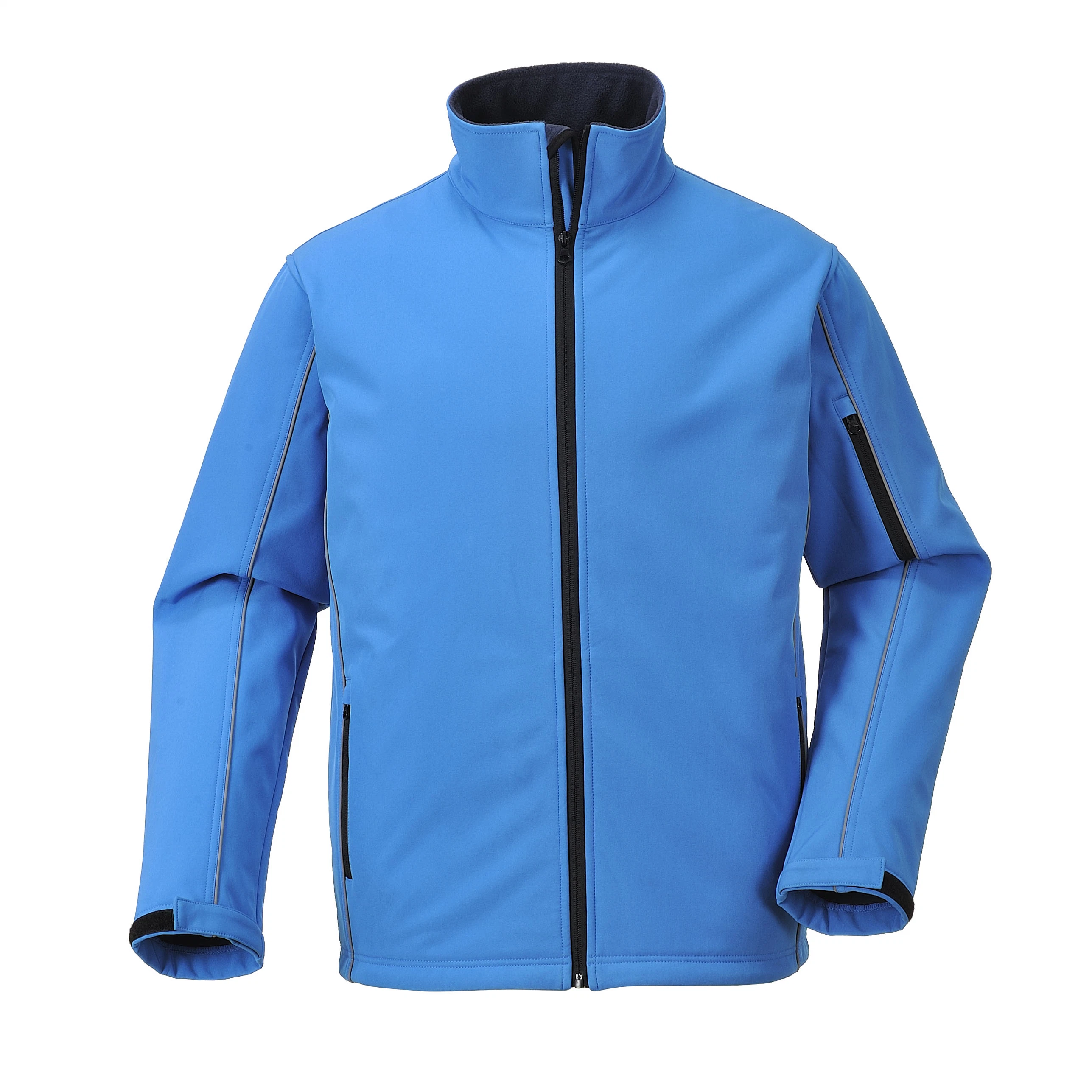 Security Zipper Pocket Polyester Zip Long Sleeve Jacket Full Hiking Sport Camping Waterproof Softshell Jacket