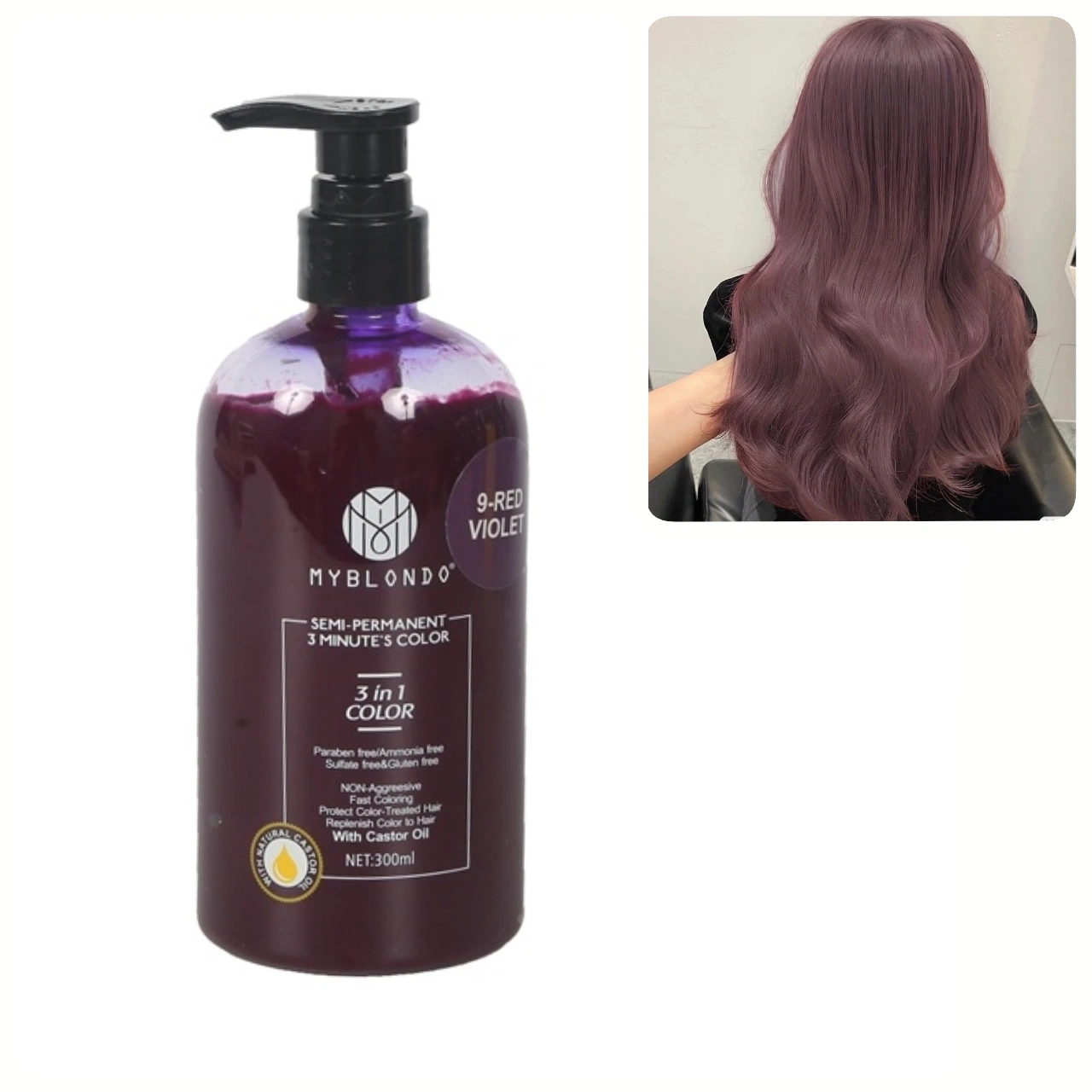 Wholesale/Supplier Professional Salon Hair Dye Color Conditioner Cream 300ml Red/Blue/Yellow