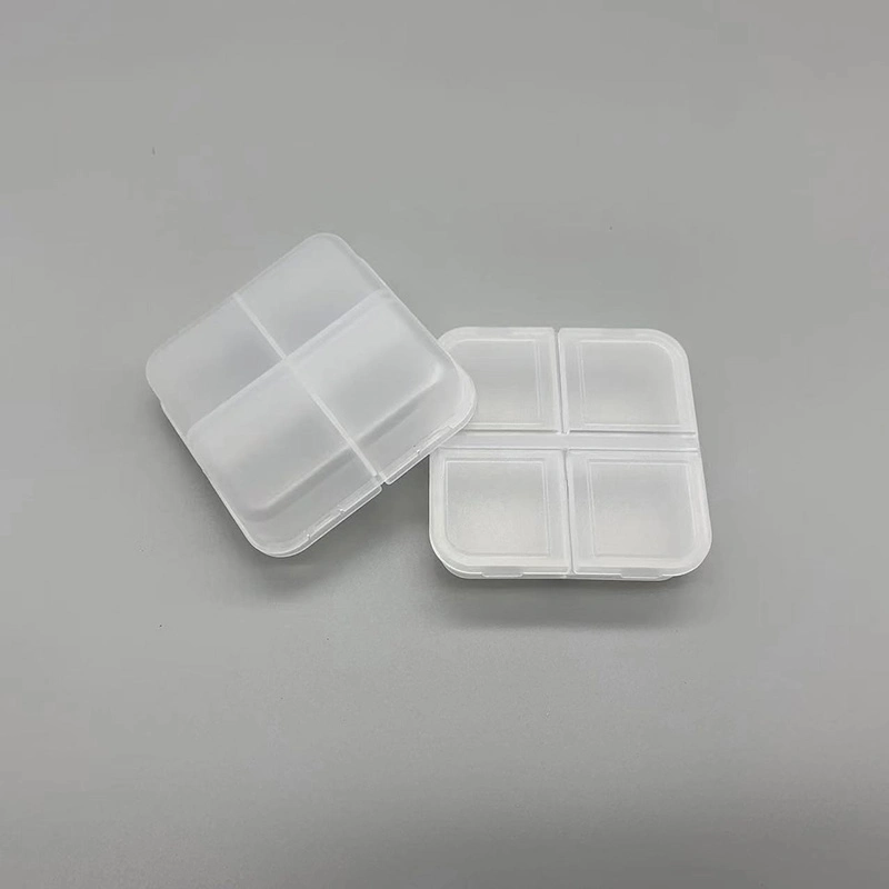 Customized Square Four Compartment Plastic Pill Box Container