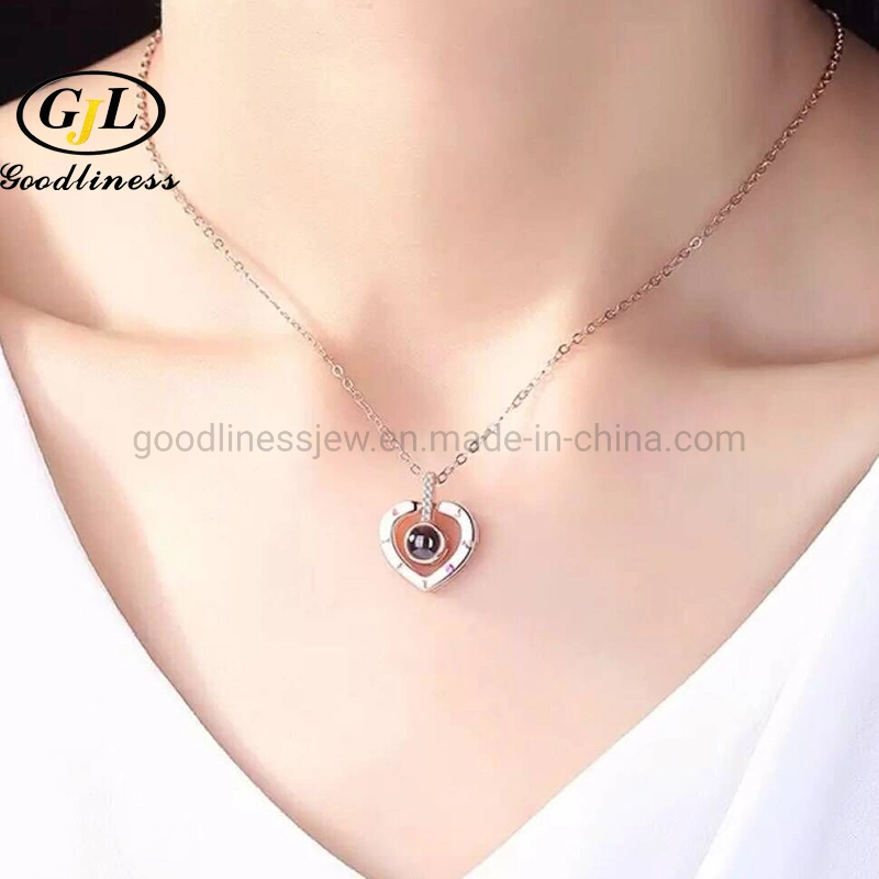 New Arrival Trendy Products Projection Heart Pendant 100 Language I Love You Necklace